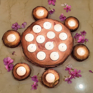 Saharanpur Wooden Bark Tea Light Candle Holder