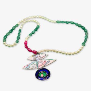 Banaras Gulabi Meenakari Craft Krishna Radha Painted Necklace
