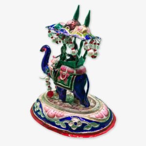 Banaras Gulabi Meenakari Silver Elephant with Carriage Statue