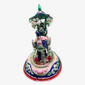 Banaras Gulabi Meenakari Silver Elephant with Carriage Statue