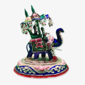 Banaras Gulabi Meenakari Silver Elephant with Carriage Statue