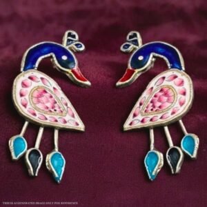 Banarasi Gulabi Meenakri Peacock Design Earring