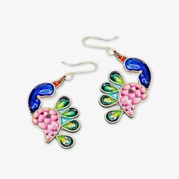 Banarasi Gulabi Meenakri Peacock Shaped Earring