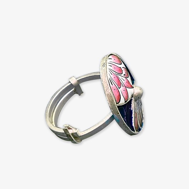 Banarasi Gulabi Meenakri Ring Lotus Design
