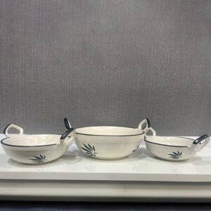 Khurja Pottery Kadhai Set of 3 with Handles
