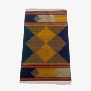 Mirzapur Handmade Dari Diamond-like Geometric Pattern Rectangle Rug