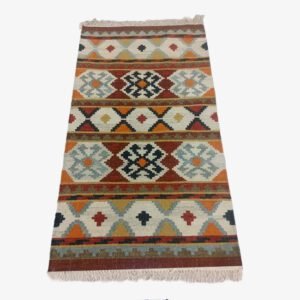 Mirzapur Handmade Dari Diamonds and Triangles Design Rug