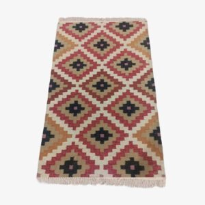 Mirzapur Handmade Dari Geometric Diamond Pattern Kilim Rug