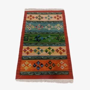 Mirzapur Handmade Dari Geometric Floral Motif Rectangle Rug
