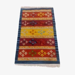 Mirzapur Handmade Dari Geometric Floral Motif Rectangle Shape Rug