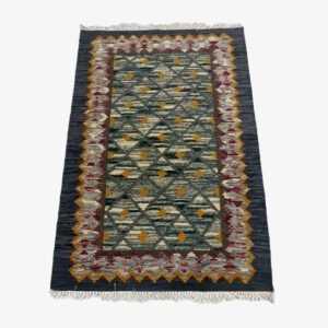 Mirzapur Handmade Dari Grid-like Geometric Pattern Rectangle Rug