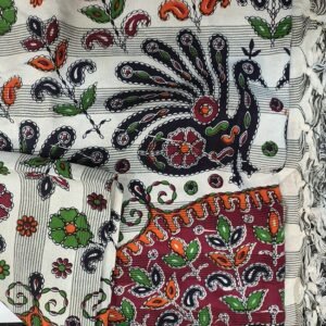 Pilkhuwa Peacock and Floral Design Bedsheet with 2 Pillow Covers