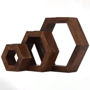 Saharanpur Wood Hexagon Tea Light Candle Holder