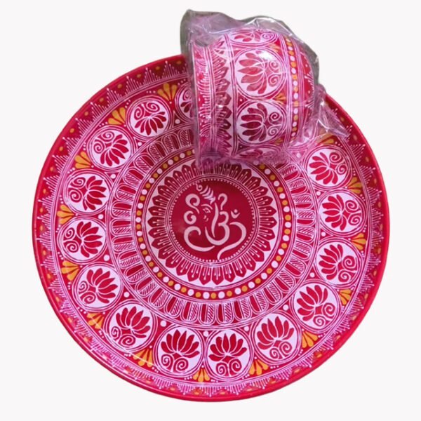 Uttarakhand Aipan Art Ganesha Pooja Thali and Lota
