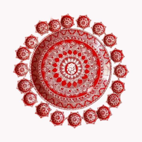 Uttarakhand Aipan Art Thali and Diya Set