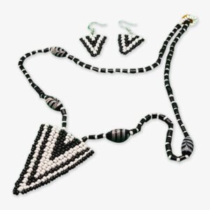 Arunachal Pradesh Wancho Beads Craft Black and White Beaded Necklace Set
