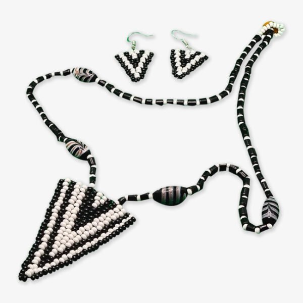 Arunachal Pradesh Wancho Beads Craft Black and White Beaded Necklace Set