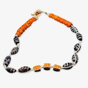 Arunachal Pradesh Wancho Beads Craft Yellow, Orange and Black patterned beads Necklace