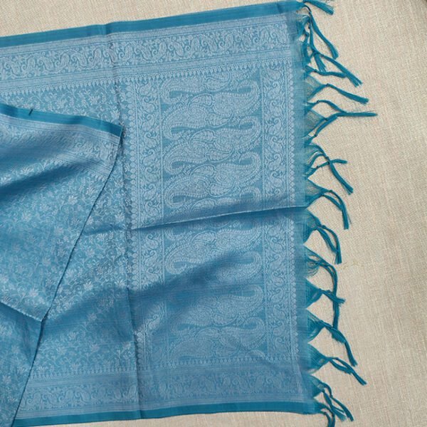 Banarasi Cotton Silk Stole Blue