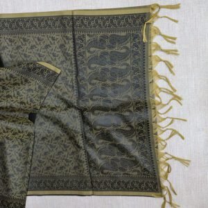 Banarasi Silk Stole Dark Olive Color with Light Olive Border