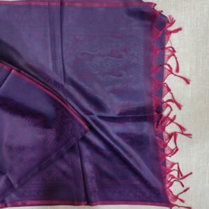 Banarasi Silk Stole Dark Purple with Magenta Border