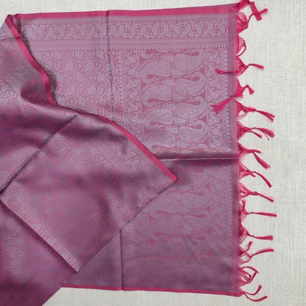 Banarasi Silk Stole Light Purple with Magenta Border