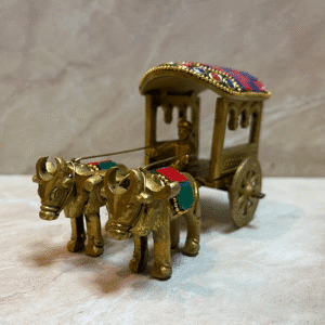 Bell Metal Ware Bullock Cart Showpiece Red & Violet - Image 4