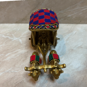 Bell Metal Ware Bullock Cart Showpiece Red & Violet