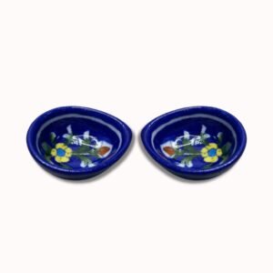 Blue Pottery of Jaipur Ceramic Floral Design Diya