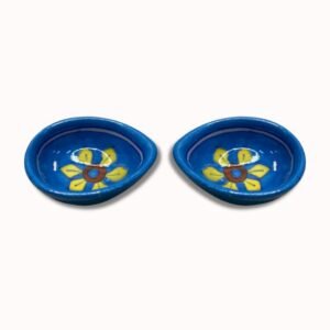 Blue Pottery of Jaipur Ceramic Flower Design Diya