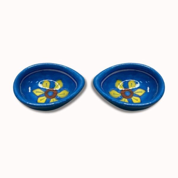 Blue Pottery of Jaipur Ceramic Flower Design Diya