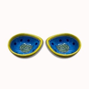 Blue Pottery of Jaipur Ceramic Leaf Design Diya