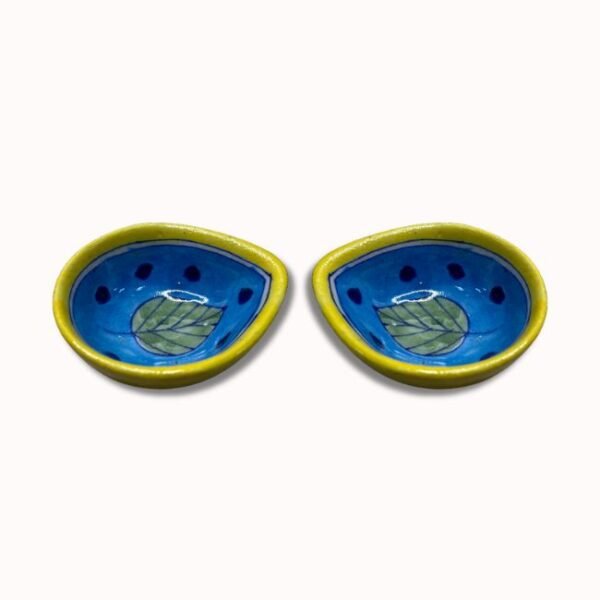 Blue Pottery of Jaipur Ceramic Leaf Design Diya