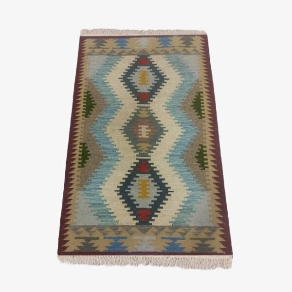 Mirzapur Handmade Dari Rhomboid Pattern Rectangular Shape Rug