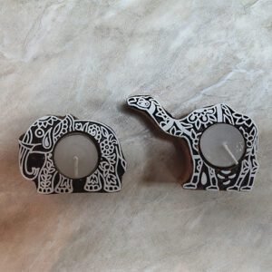 Saharanpur Wood Craft Elephant and Camel Shape Candles