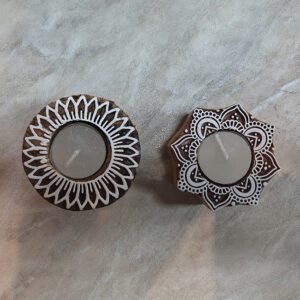 Saharanpur Wood Craft Flower and Circle Shape Candles