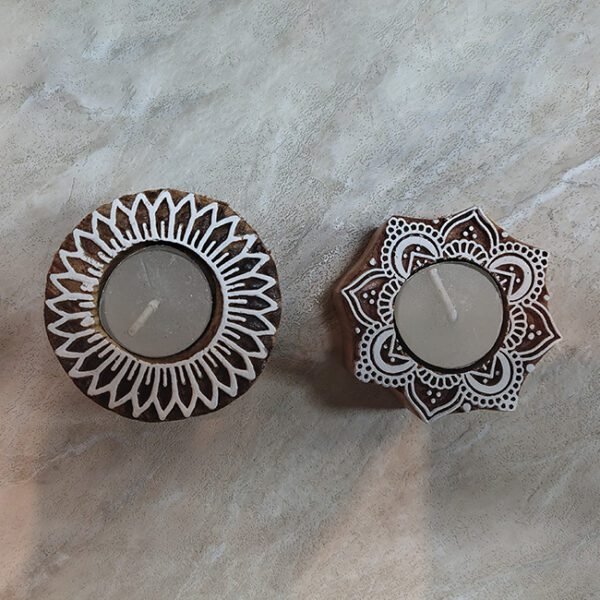 Saharanpur Wood Craft Flower and Circle Shape Candles