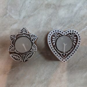 Saharanpur Wood Craft Flower and Heart Shape Candles