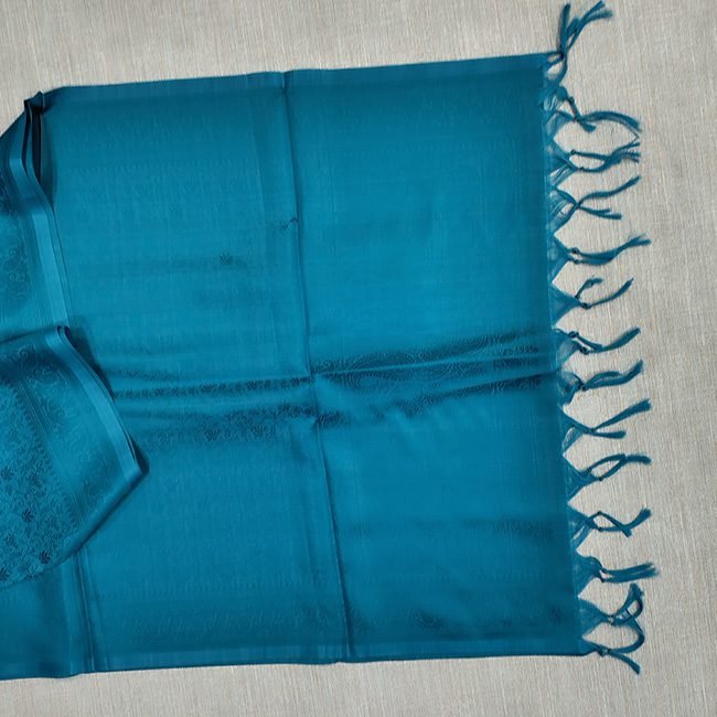 Banaras Silk Stole Deep Turquoise Blue