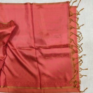 Banarasi Silk Stole Reddish-pink with Golden Border