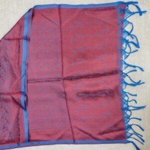 Banarasi Silk Stole Reddish-purple with Blue Border