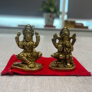 Moradabad Metal Craft Goddess Lakshmi and Lord Ganesha Brass Idol