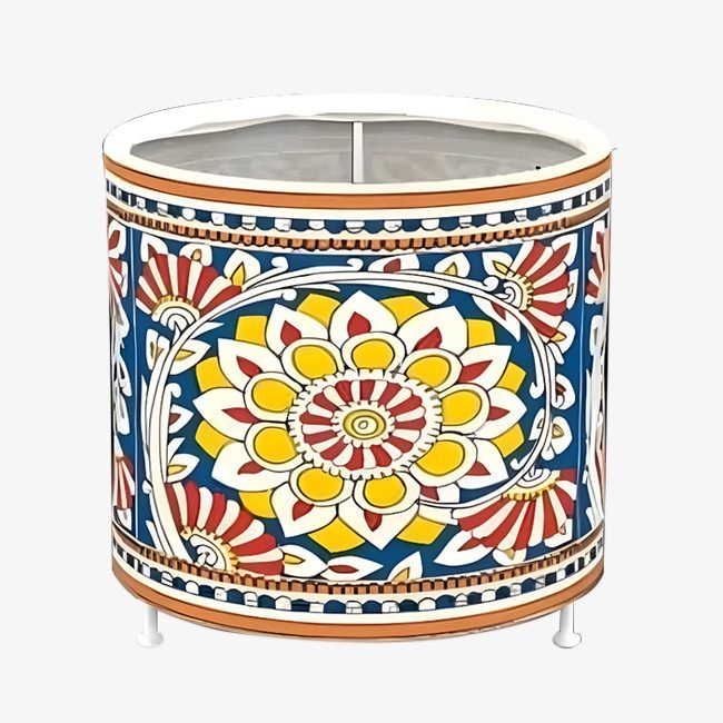 Andhra Pradesh Leather Puppetry Cylindrical Lampshade