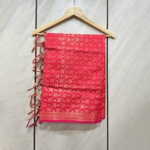 Banarasi Brocade Floral Design Red Stole