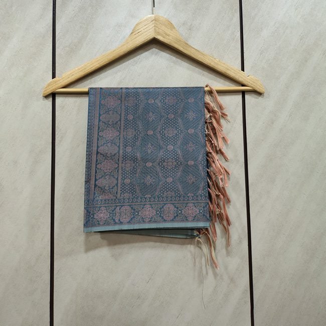 Banarasi Brocade Teal Blue Stole