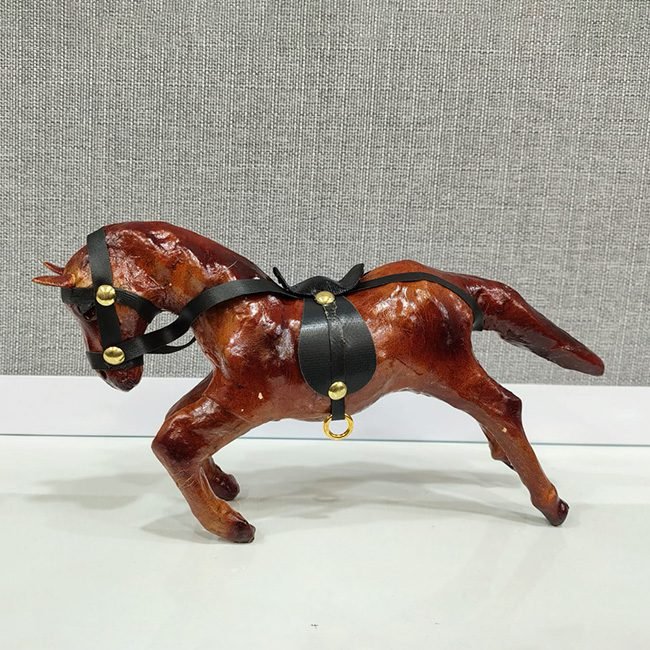 Handcrafted Leather Horse Figurine