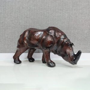 Handcrafted Leather Rhinoceros Sculpture