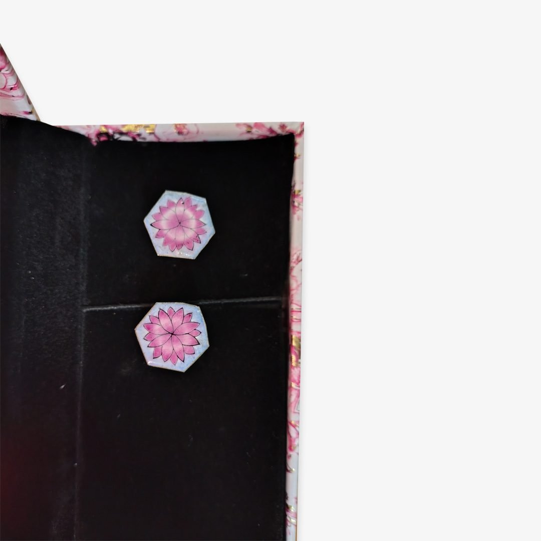 Lotus Flower Meenakari Cufflinks