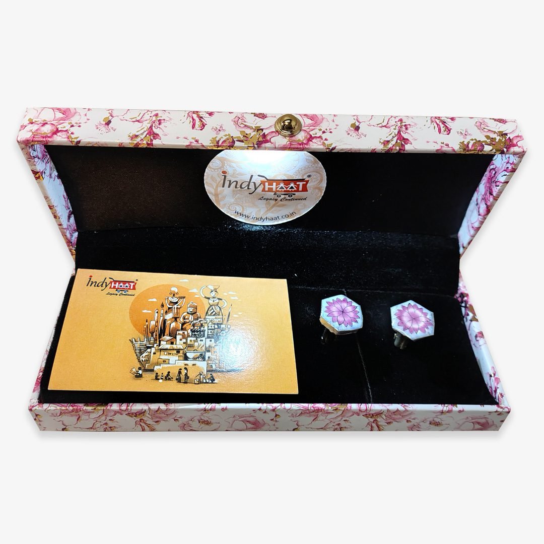 Lotus Flower Meenakari Cufflinks