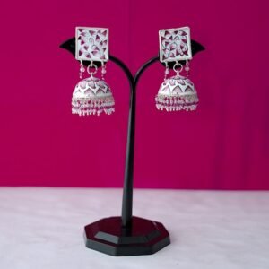 Banaras Gulabi Meenakari Jhumka Earrings